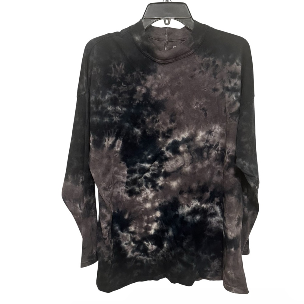 We The Free, Free People Black and Gray Tie-Dye Long Sleeve oversized Shirt